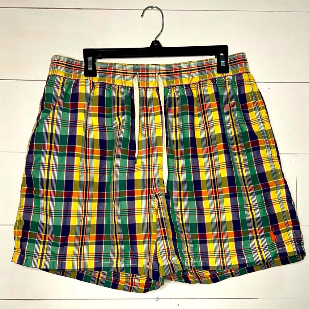 Vintage Polo Ralph Lauren Plaid Swim Trunks Lined Men’s Size XL 4.5" Inseam